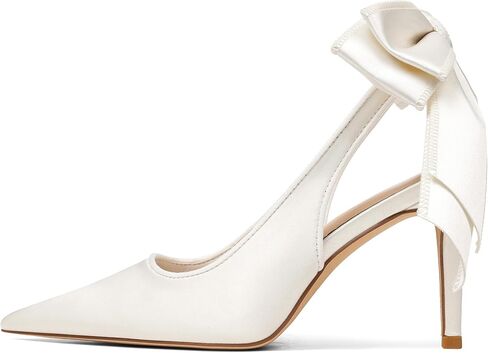 Mattiventon Slingback Heels for Women Pointed Closed Toe Stiletto Heels with Bow Tie Wedding Shoes for Bride Satin Prom Party Dress Pumps in Kuwait