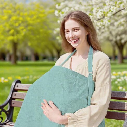 Muslin Nursing Cover for Breastfeeding Moms - 100% Cotton Lightweight & Breathable Privacy Shawl with Adjustable Rigid Hoop | Multi-use Apron (Ivory rainbow) in Saudi Arabia