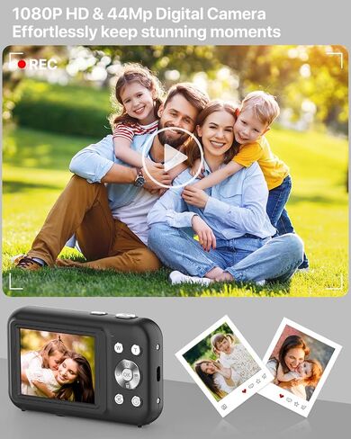كاميرا رقمية، كاميرا للأطفال مع بطاقة 32 جيجابايت، كاميرا تسجيل فيديو FHD 1080P 44 ميجابكسل، نقطة تكبير 16X وكاميرا رقمية مدمجة محمولة قابلة لإعادة الشحن للمراهقين والأولاد والبنات والطلاب وكبار السن - وردي in Kuwait