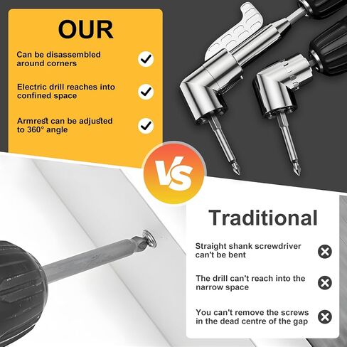 105 Degree Right Angle Drill Adapter, 2026 New Right Angle Head Drill Driver Extension Bit Power Screwdriver Socket Adapter, Corner Tool Screw Hub with Multi-function Bend Screwdriver Bit (Short) in Saudi Arabia
