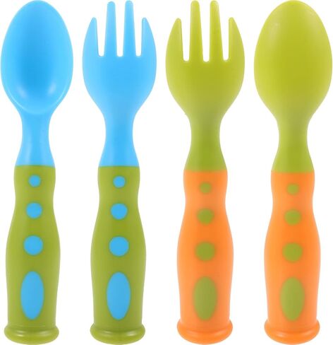 MERRYHAPY 2 Sets Training Utensils with Fork and Spoon Lightweight Silverware for Self-feeding Hold Design with Portable Storage Box for Independent Eating and Travel in Saudi Arabia