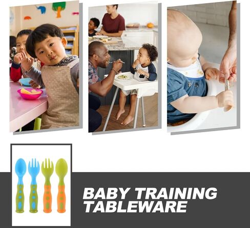 MERRYHAPY 2 Sets Training Utensils with Fork and Spoon Lightweight Silverware for Self-feeding Hold Design with Portable Storage Box for Independent Eating and Travel in Saudi Arabia