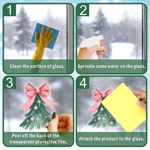 نافذة شجرة عيد الميلاد تتشبث مزدوجة الجوانب لشجرة القوس الشتوي نافذة الشارات غير لاصقة عيد الميلاد الوردي ندفة الثلج نوافذ ثابتة تتشبث ملصقات أشجار الصنوبر الشتوية للنوافذ الزجاجية ديكورات العطلات in Kuwait