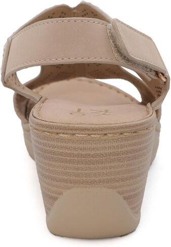 YOKI CRIMSON Wedge Platform Sandals - Slingback Rhinestone Sandals for Women with Perforated Design & Comfort Footbed in Saudi Arabia