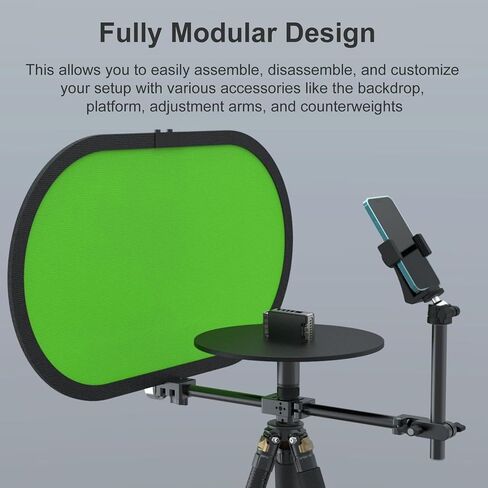 Yunseity 360 Photography Turntable, Rotating Platform for Phone Camera, Portable Tabletop with Background Cloth, Counterweights with Stability, Modular Structure for Professional Video in Saudi Arabia