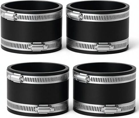 4 Packs Flex Hose Cuffs, 4 Inches Dust Collection Hose Flexible PVC Coupling Rubber Vacuum Hoses Connector Ports Fittings with Stainless Steel Hoses Clamps for Plastic and Copper Plumbing Connections in Saudi Arabia