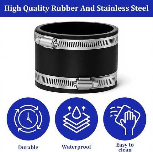 4 Packs Flex Hose Cuffs, 4 Inches Dust Collection Hose Flexible PVC Coupling Rubber Vacuum Hoses Connector Ports Fittings with Stainless Steel Hoses Clamps for Plastic and Copper Plumbing Connections in Saudi Arabia