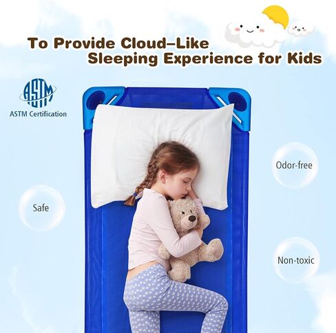 HONEY JOY Kids Daycare Cots, Pack of 4, 52" L Stackable Toddler Nap Cots for Resting, Naptime, Easy Lift Corners, Ready-to-Assemble, Heavy Duty Sleeping Cots for Preschool Nursery Classroom in Kuwait