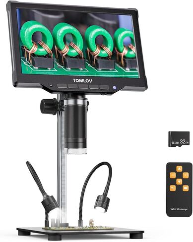 TOMLOV DM10 10.1" Digital Microscope: 1080P 1200X HD IPS Coin Microscope Magnifier for Error Coins with Light, 16MP LCD Soldering Microscopes for Adults with Screen, PC View, 32GB in Saudi Arabia