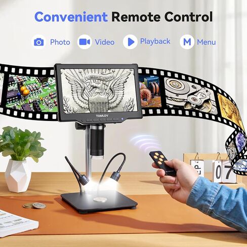 TOMLOV DM10 10.1" Digital Microscope: 1080P 1200X HD IPS Coin Microscope Magnifier for Error Coins with Light, 16MP LCD Soldering Microscopes for Adults with Screen, PC View, 32GB in Saudi Arabia