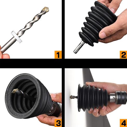 Universal Drill Dust Collector, Drill Dust Shield for Clean Work Area, Drill Bit Dust Collector Attachment for Power Tools(Black Dust Cover) in Saudi Arabia