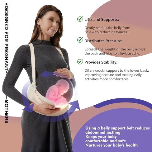 2-in-1 Convertible Maternity Support Belt with Detachable Strap - Adjustable Pregnancy Belly Band for Back, Hip, Pelvic Pain, Invisible Belly Bands for Pregnant Women in Saudi Arabia