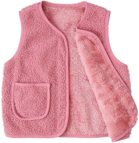 Baby Boy Girls Sleeveless Jacket Zipper Sherpa Fleece Vest Toddler Kids Fall Winter Waistcoat Outerwear with Pocket 1-10T in Saudi Arabia