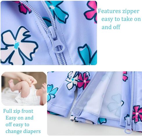 Baby Girl Swimsuit One Piece Rashguard Swimwear with Zipper UPF 50+ Sun Protection Infant Bathing Suit in Saudi Arabia