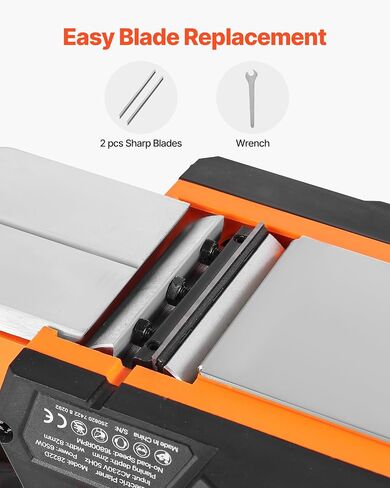 VEVOR Electric Hand Planer, 3-1/4-Inch Cut Width, 7-Amp 16800 RPM Corded Power Handheld Planer for Wood, with Adjustable Cut Depth, 2 Blades, for Woodworking Wood Chamfer DIY Smooth Finish Carpentry in Saudi Arabia