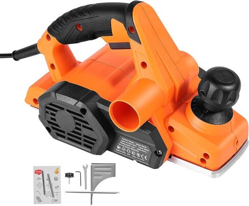 VEVOR Electric Hand Planer, 3-1/4-Inch Cut Width, 7-Amp 16800 RPM Corded Power Handheld Planer for Wood, with Adjustable Cut Depth, 2 Blades, for Woodworking Wood Chamfer DIY Smooth Finish Carpentry in Saudi Arabia