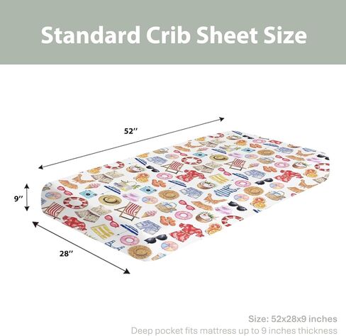 Watercolor Girl Beach Days Baby Crib Sheets for Boy Girl 52x28Inch Summer Seaside Soft Stretchy Fitted Crib Mattress Cover Beach Vacation Holiday Baby Sheet for Standard Crib & Toddler Mattress Pad in Saudi Arabia