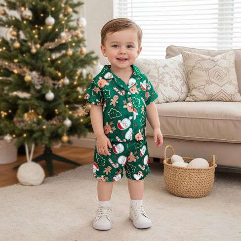 Christmas Pajamas For Toddler Baby Girl Boys Pjs Short Sleeve Shirt Shorts Set Matching Pjs Infant Lounge Set in Saudi Arabia