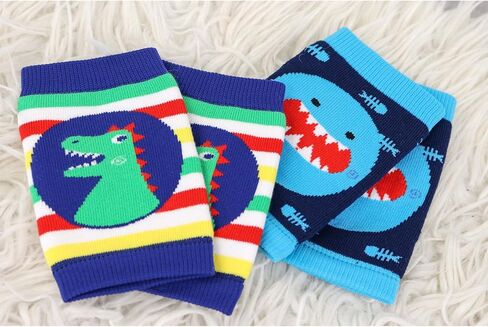 ZOOCCHINI 2 PAIRS Baby Knee Pads for Crawlers – Soft Cushioned Cotton Knee Protectors Unisex Animal Design for Boys and Girls in Saudi Arabia