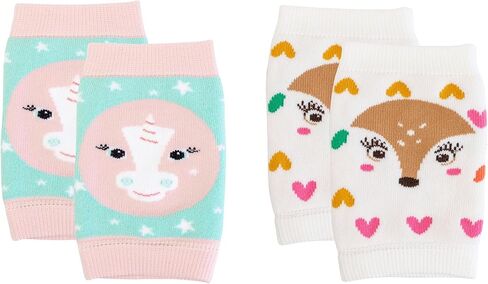 ZOOCCHINI 2 PAIRS Baby Knee Pads for Crawlers – Soft Cushioned Cotton Knee Protectors Unisex Animal Design for Boys and Girls in Saudi Arabia