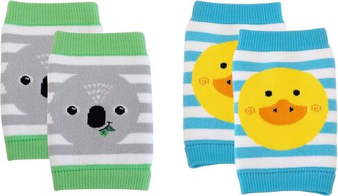 ZOOCCHINI 2 PAIRS Baby Knee Pads for Crawlers – Soft Cushioned Cotton Knee Protectors Unisex Animal Design for Boys and Girls in Saudi Arabia