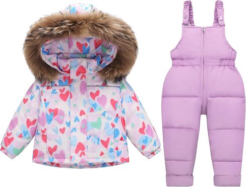 Toddler Girl Snowsuit 2Pcs Winter Coat Girl Snow Pants+Jackets Bib Set Snow Suit for Kids 2-6Y in Saudi Arabia