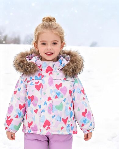 Toddler Girl Snowsuit 2Pcs Winter Coat Girl Snow Pants+Jackets Bib Set Snow Suit for Kids 2-6Y in Saudi Arabia