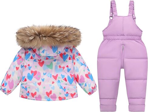 Toddler Girl Snowsuit 2Pcs Winter Coat Girl Snow Pants+Jackets Bib Set Snow Suit for Kids 2-6Y in Saudi Arabia