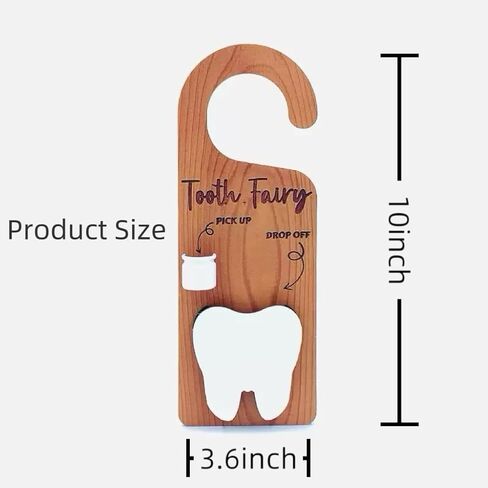 2-in-1 Design Tooth Fairy Tooth Holder Door Hanger with Money Slot，Including Fairy Coins,Wooden Encourage Gift for Kids Children Boys Girls in Saudi Arabia