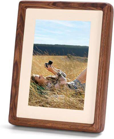 Walnut Solid wood Picture Frame for 4x6 / 5x7 Photos with Mat - Natural Minimalist Style, Easy Snap-On, Tabletop Display for Art, Photos & Prints in Saudi Arabia