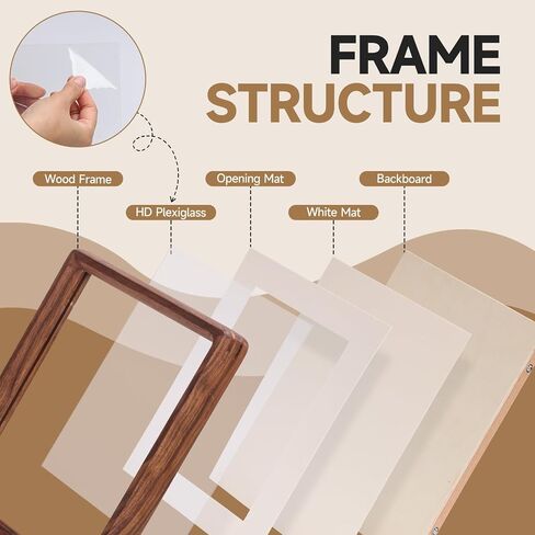 Walnut Solid wood Picture Frame for 4x6 / 5x7 Photos with Mat - Natural Minimalist Style, Easy Snap-On, Tabletop Display for Art, Photos & Prints in Saudi Arabia