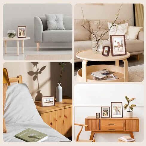 Walnut Solid wood Picture Frame for 4x6 / 5x7 Photos with Mat - Natural Minimalist Style, Easy Snap-On, Tabletop Display for Art, Photos & Prints in Saudi Arabia