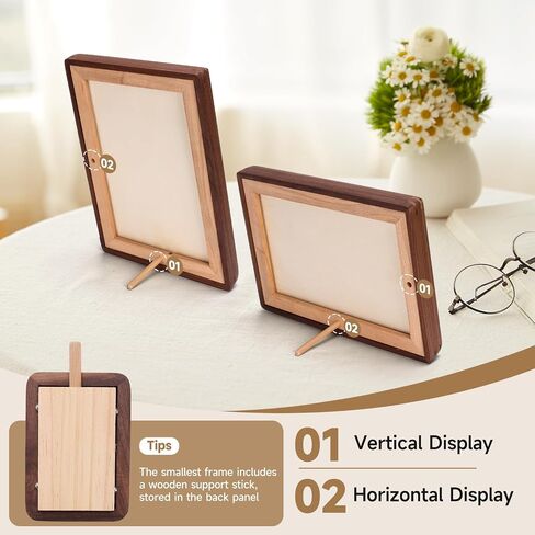 Walnut Solid wood Picture Frame for 4x6 / 5x7 Photos with Mat - Natural Minimalist Style, Easy Snap-On, Tabletop Display for Art, Photos & Prints in Saudi Arabia