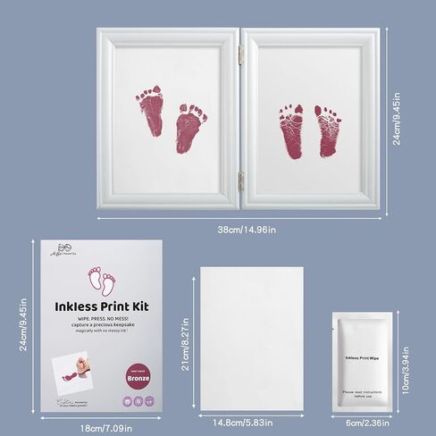 3 PCS Baby Ink Hand and Footprint Kit, Handprint Picture Frame for Newborns Safe Clean Touch Ink Pad for Prints, Foot Impression Photo Keepsake, Months Baby Milestone (Black) in Saudi Arabia
