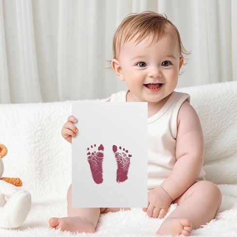 3 PCS Baby Ink Hand and Footprint Kit, Handprint Picture Frame for Newborns Safe Clean Touch Ink Pad for Prints, Foot Impression Photo Keepsake, Months Baby Milestone (Black) in Saudi Arabia