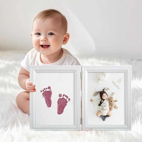 3 PCS Baby Ink Hand and Footprint Kit, Handprint Picture Frame for Newborns Safe Clean Touch Ink Pad for Prints, Foot Impression Photo Keepsake, Months Baby Milestone (Black) in Saudi Arabia