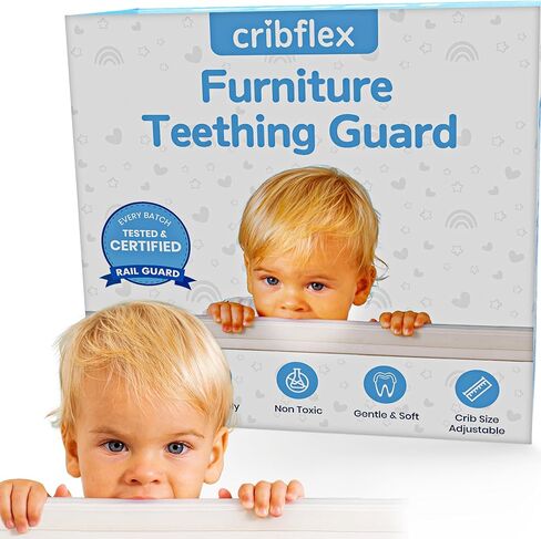 Crib Rail Covers for Teething Furniture Edge Protector for Baby - Plastic Crib Protector from Chewing - CPC Certified, CPSC Tested, LFGB Food Grade - Silicone Like TPE - Patent Pending in Saudi Arabia