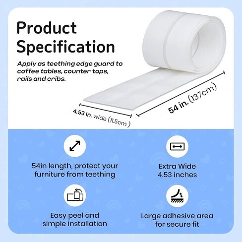 Crib Rail Covers for Teething Furniture Edge Protector for Baby - Plastic Crib Protector from Chewing - CPC Certified, CPSC Tested, LFGB Food Grade - Silicone Like TPE - Patent Pending in Saudi Arabia
