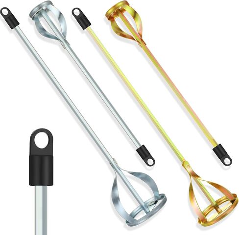 4 Pcs Paint Mixer for Drill Paint Stirrer Fits 1-5 Gallon Buckets for All Standard Drill Bits, 2 Large and 2 Medium - Gold & Silver Zinc Plated Stirrers Mixer Rods for Concrete Resin Epoxy in Saudi Arabia