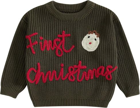 My First Christmas Baby Boy Girl Sweater Embroidery Long Sleeve Knit Sweater Pullover Top Winter Christmas Clothes in Saudi Arabia