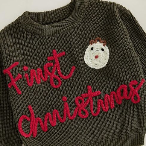 My First Christmas Baby Boy Girl Sweater Embroidery Long Sleeve Knit Sweater Pullover Top Winter Christmas Clothes in Saudi Arabia