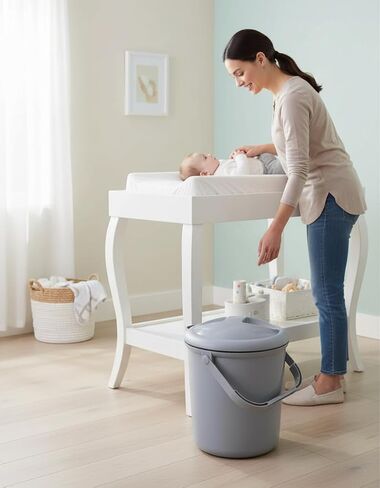 Rotho Babydesign Nappy Pail, 10l, 0+ Months, Bella Bambina, Stone-Grey, 20021 0286 in Saudi Arabia