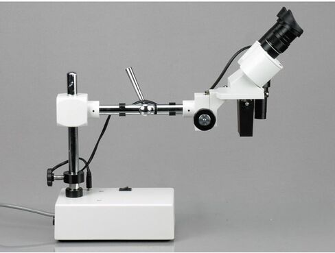 AmScope SE402 Professional Binocular Stereo Microscope, WF10x Eyepieces, 10X and 20X Magnification, 1X and 2X Objectives, Tungsten Lighting, Boom-Arm Stand, 110V-120V in Saudi Arabia