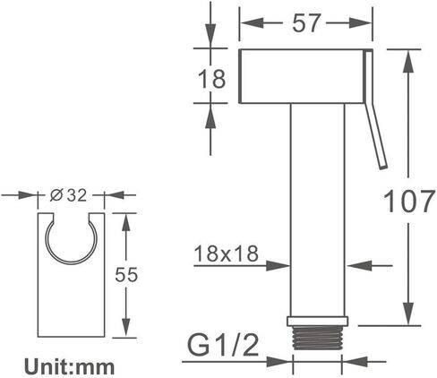 Premium Stainless Steel Bathroom Copper Square Black Nozzle,Shattaf Sprayer Best Used for Personal Hygiene and Potty Toilet Sprayer in Kuwait