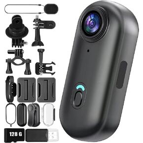 POV Pro 4k Waterproof, POV Camera with 6 Different Mounts, New Ultra Wide Angle Multifunction Thumb Pocket Action Cam, Video Recording Night Vision for Outdoors Activities (Black (4K),128G) in Kuwait