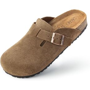 قباقيب نسائية من جلد الغزال الأصلي للنساء سهلة الارتداء بإبزيم منزلق للنساء، صندل من المطاط الطبيعي من الفلين ووسادة قدم وأحذية بطاطس مع دعم للقوس in Kuwait