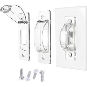 واقي مفتاح الإضاءة، عبوتان من قفل مفتاح الإضاءة الشفاف، واقي غطاء مفتاح الإضاءة، غطاء مفتاح الإضاءة المقاوم للأطفال، يمنع الأطفال والكبار من تشغيل أو إيقاف تشغيل الأضواء عن طريق الخطأ in Kuwait