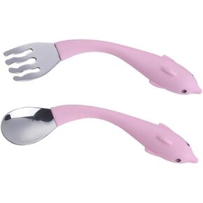 ibasenice Stainless Steel Tableware Set Spoon Fork with Serrated Fork for Easy Eating Safe PP Handle Durable and Wear Resistant Learning Utensils for Boys in Kuwait