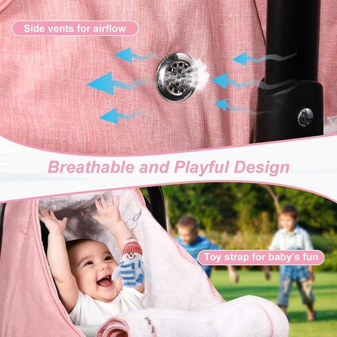 Winter Car Seat Cover for Baby Girl, Waterproof Infant Carseat Cover with Warm Plush Lining & Dual Zippers, Universal Carseat Cover Baby Winter Protector with Ventilation and Windproof Design (Pink) in Kuwait