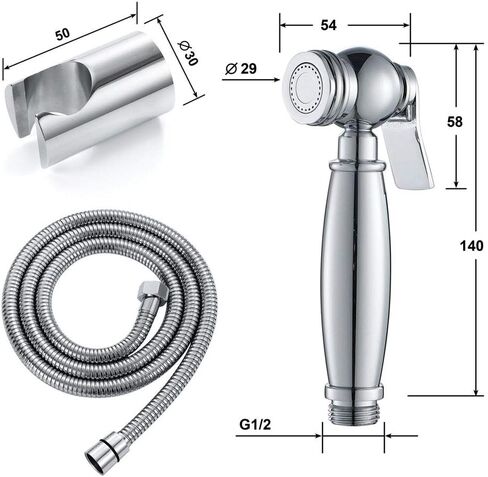بخاخ محمول للمرحاض، خرطوم مدخل مياه من الفولاذ المقاوم للصدأ، بخاخ حفاضات لبخاخ مياه المرحاض، تحكم في الضغط قابل للتعديل in Kuwait